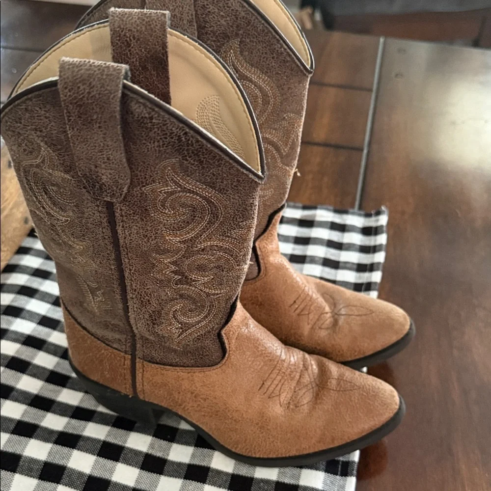 Classic Brown kids Western Boots - Stylish Two-Tone Cowboy Boot